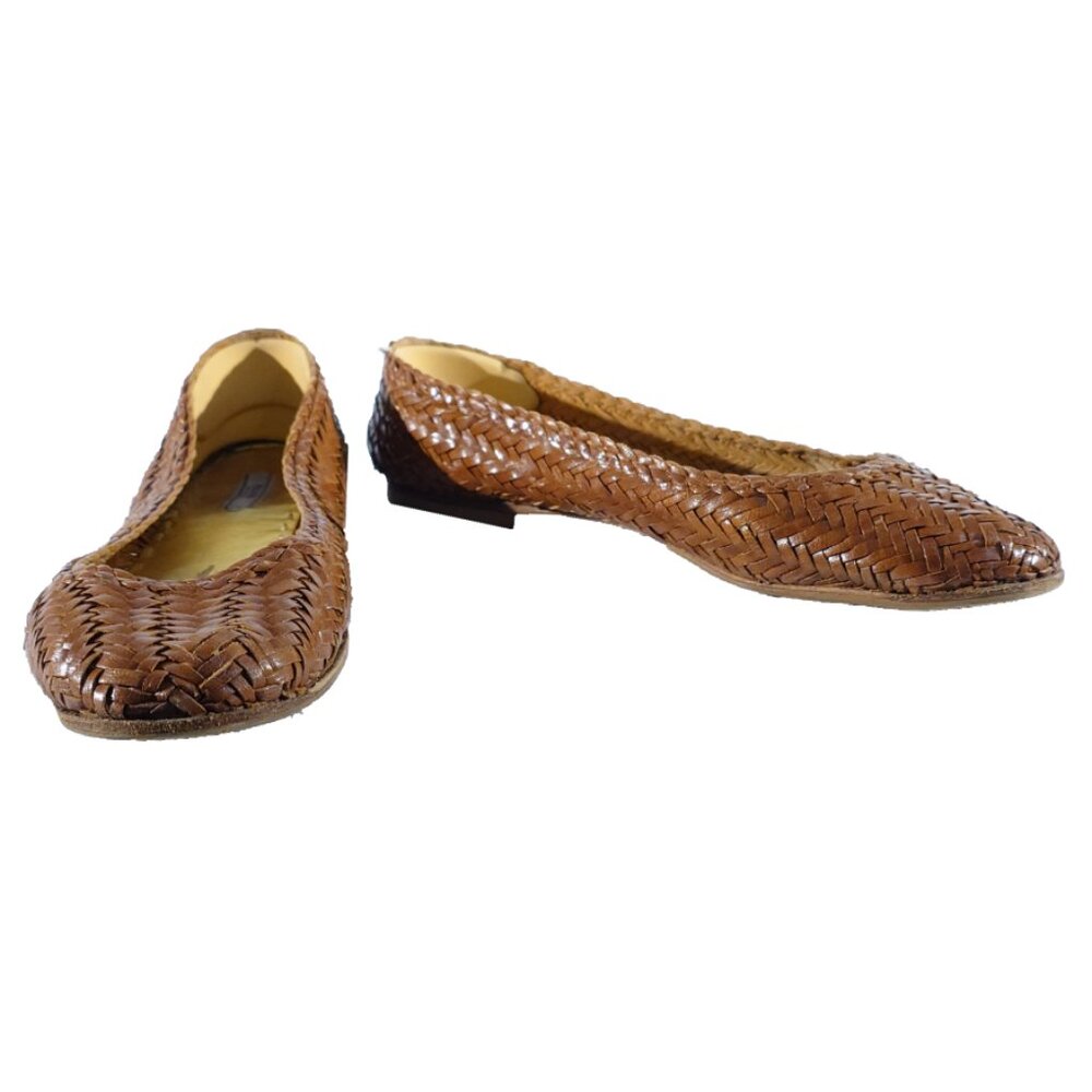 Prada Brown Woven Flats